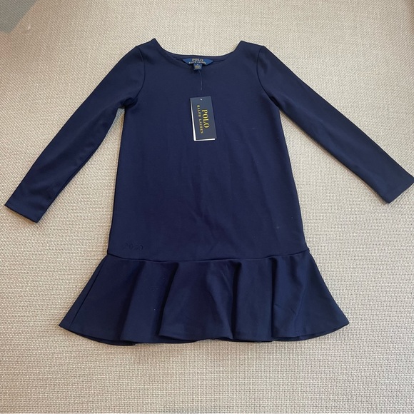 Ralph Lauren RL Girls Ponte Swing Dress size 5T NWT in Navy Blue - Picture 1 of 4